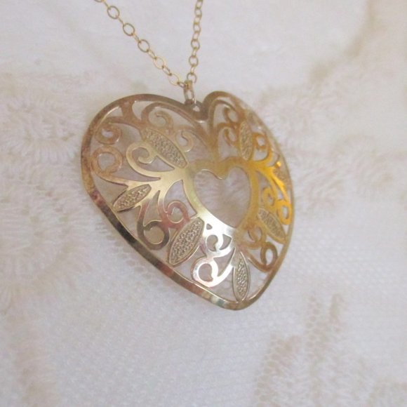 Vintage 9.25 Vermeil Heart Necklace Princess Pride - Picture 2 of 6